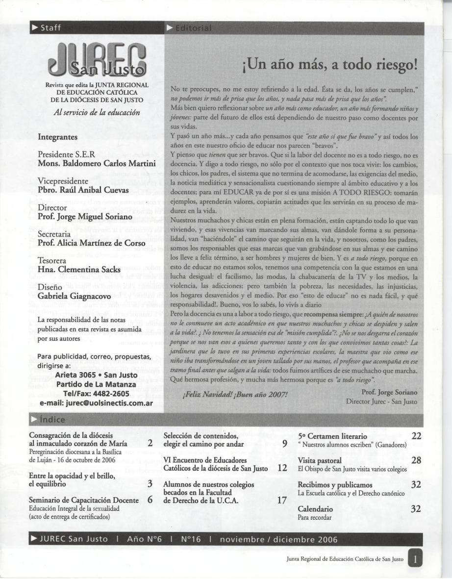 Indice de la publicacion JUREC San Justo